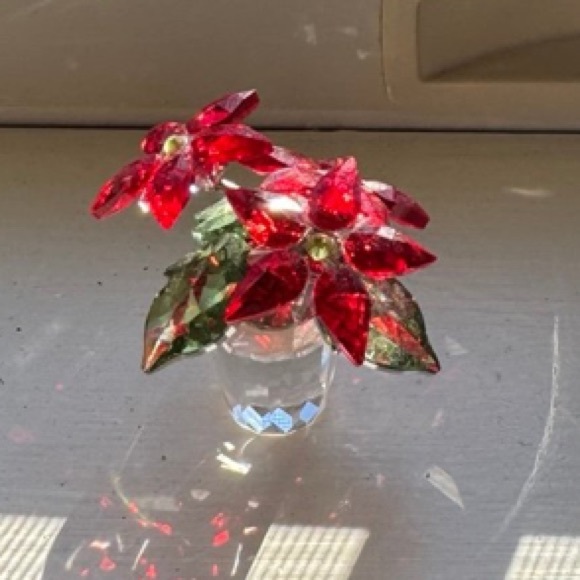 Swarovski Red and Green Holiday Poinsetta Ornament